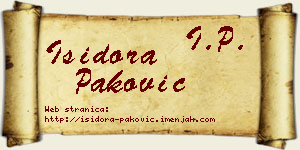 Isidora Paković vizit kartica